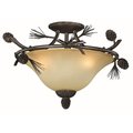 Perfecttwinkle 3 Light Sierra Semi-Flush Mount; Black Walnut PE1238365